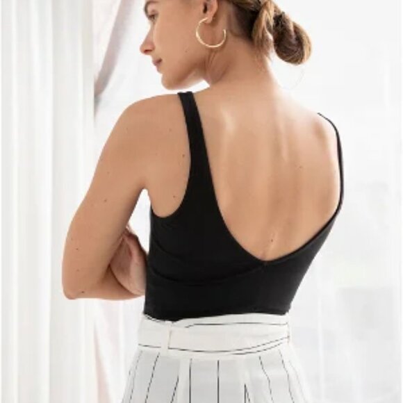 Other Stories V-cut Plunging Modal Stretch Bodysuit Black Size 2 - Picture 2 of 11